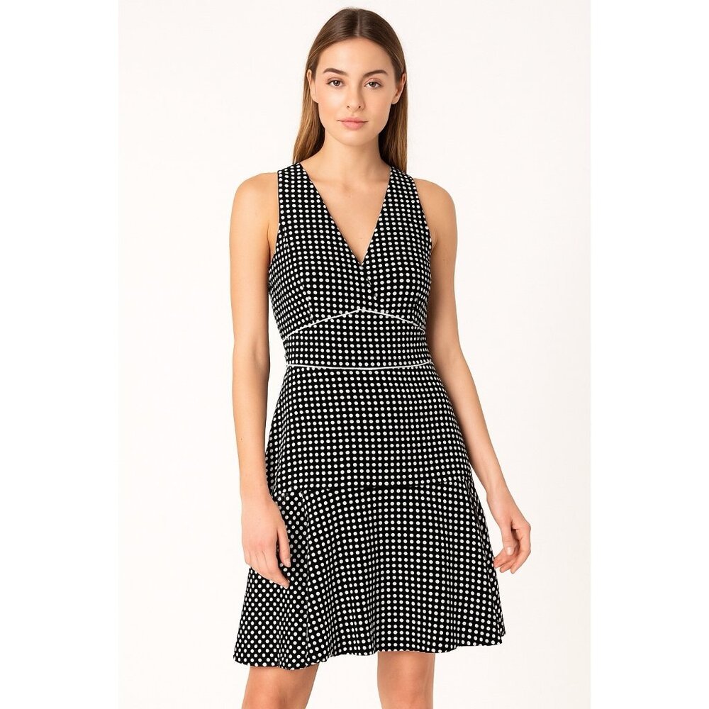 ARK & CO  Women Black and White Polka Dot V Neck Dress Size S/M # 1524